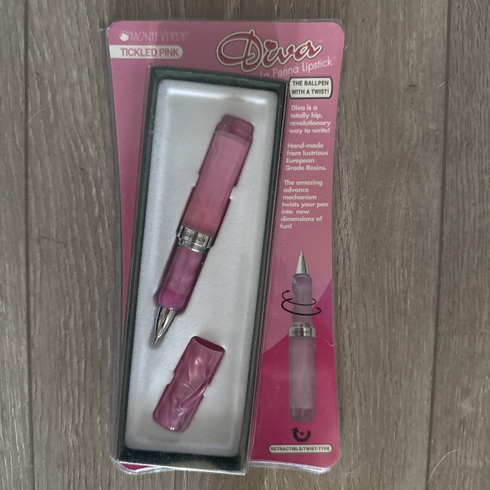 MonteVerde Pearl White Diva La Penna Tickled Pink Lipstick Pen NIB RARE